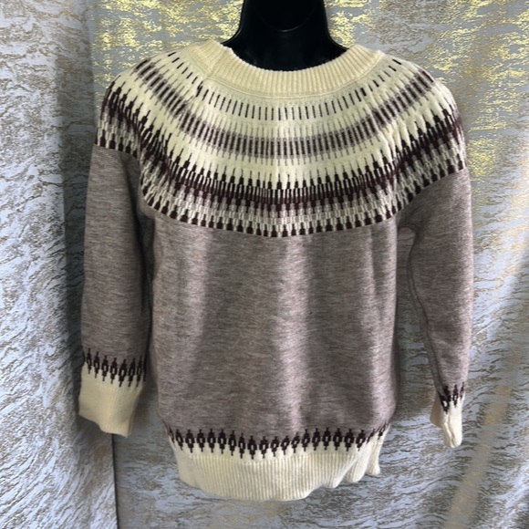Vintage🧚‍♀️ Fair Isle Sweater Women Long Sleeve Crew Neck Cozy Knit Sweaters - Picture 6 of 8